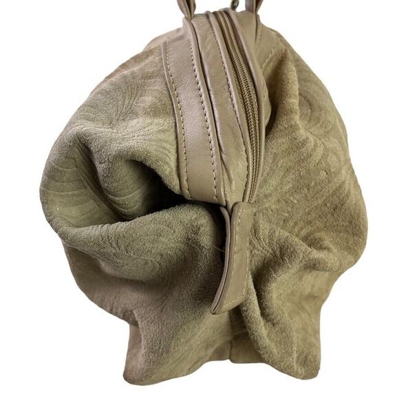 Stone Mountain Suede Embossed Swirl Print Large Double Handle Handbag Purse Bag - Picture 6 of 16